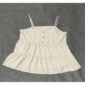 Paper Crane Women's Medium‎ Cami Top Tiered Button Front Beige C11387AT